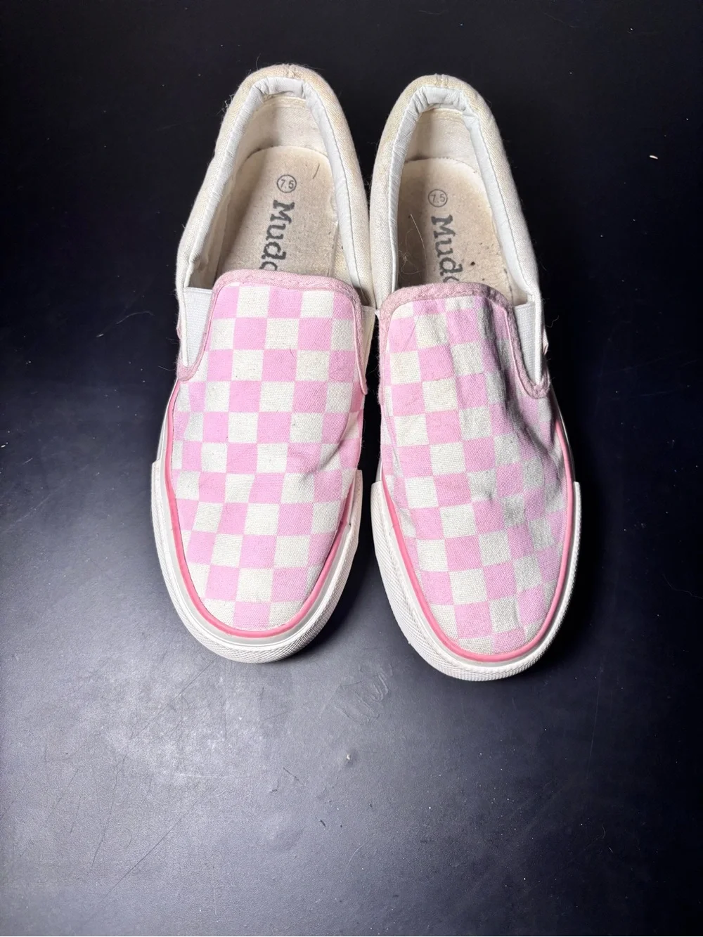 Mudd Slip-On Checkerboard Sneakers - Pink & White